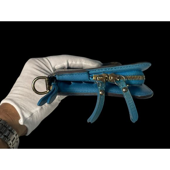 Rare Authentic Louis Vuitton Sky Blue Brown Monogram Insolite Wallet COA - Picture 15 of 16